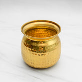 Pure Brass Cashew Lota with Hammered Finish – Lacquer Coated for Long Life